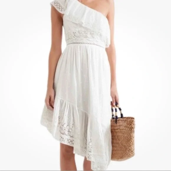 open lace back dress VIAPITTI One-Shoulder Lace-Trim Tiered Dress  CHINASQUAD